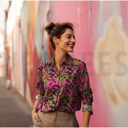 COTTON SATIN LUSH LEAVES NERIDA HANSEN PURPLE (thumbnail) #7