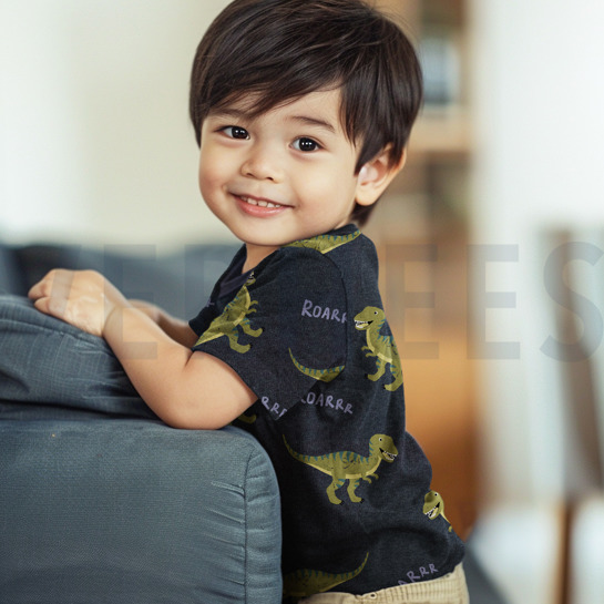 JERSEY MÉLANGE DINOSAURES BLEU FUMÉ MÉLANGÉ #7