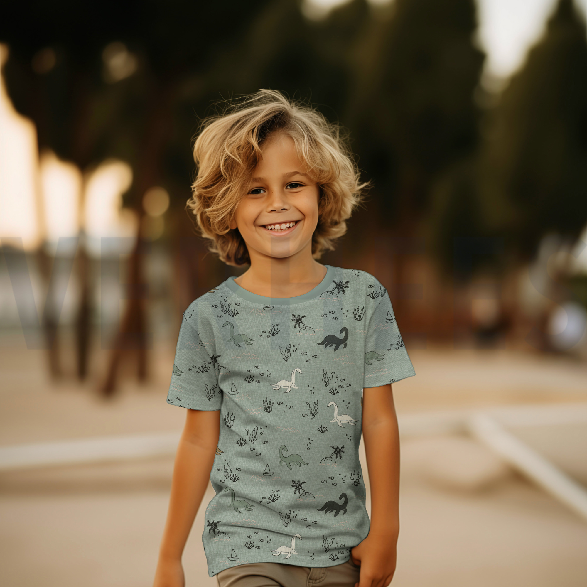 JERSEY MÉLANGE DINOSAURES AQUATIQUES GRIS CHINÉ CLAIR (high resolution) #7