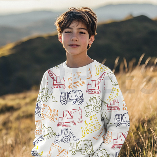 FRENCH TERRY WERKVOERTUIGEN LICHTBLAUW #7