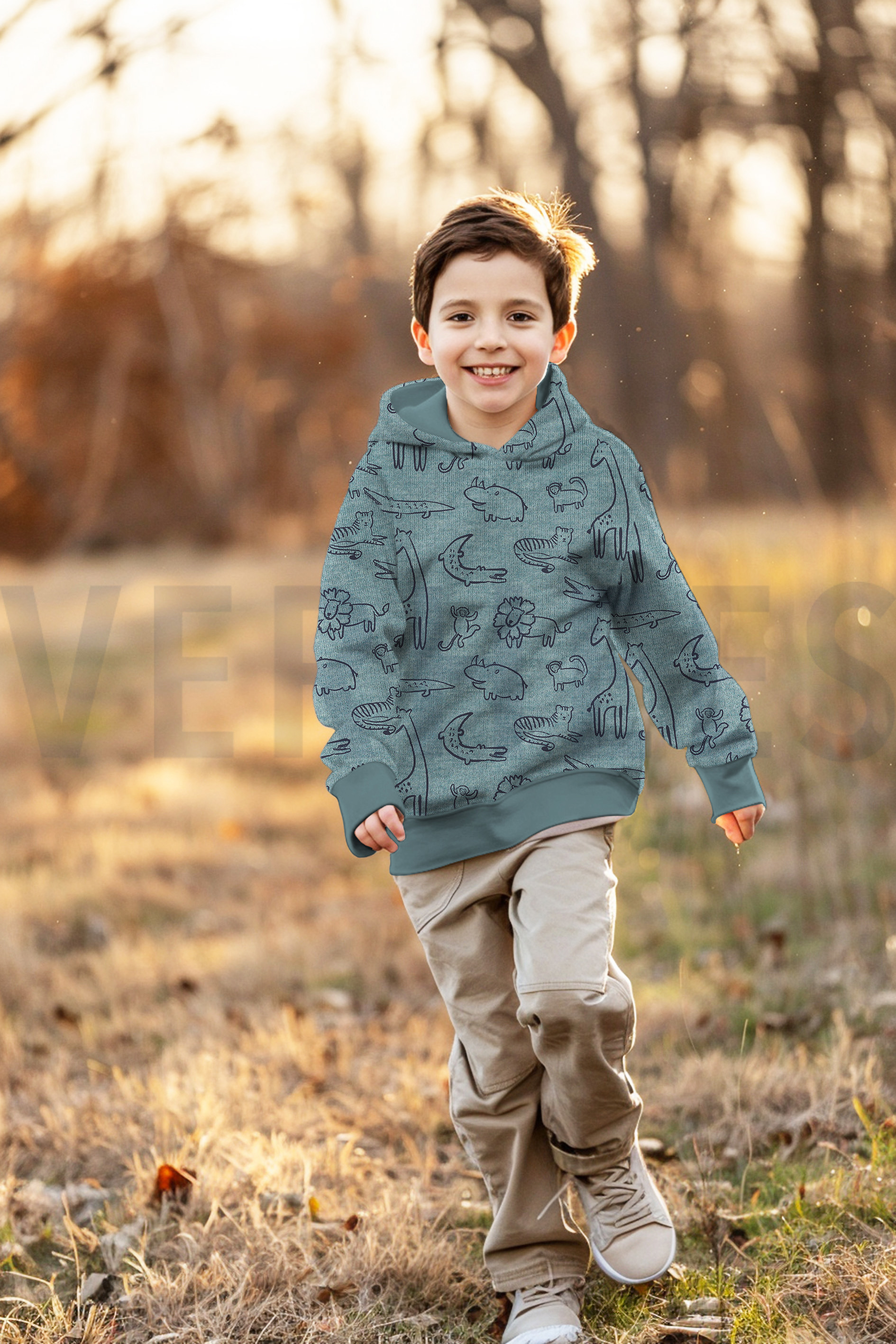 SWEAT MÉLANGE ANIMAUX SAFARI BLEU FUMÉ MÉLANGÉ #7