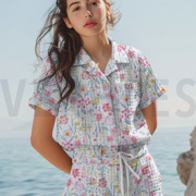 WAFFELPIQUÉ DIGITAL BLUMEN WEISS (thumbnail) #7