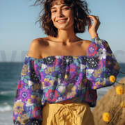 COTON VOILE DIGITAL FLEURS BLEU COBALT (thumbnail) #7