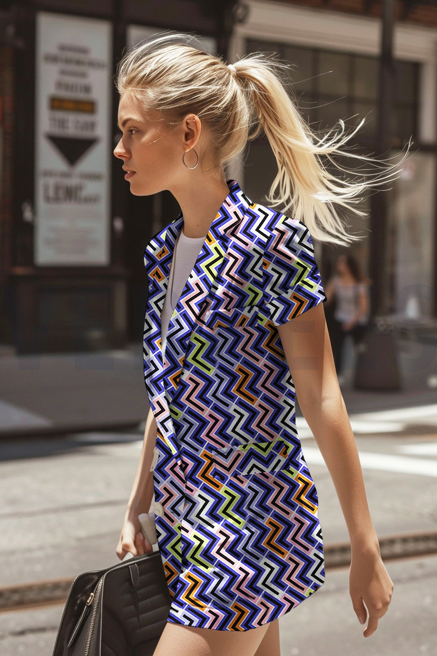 VISCOSE ROSELLA STRETCH GEOMETRISCH PAARS #7