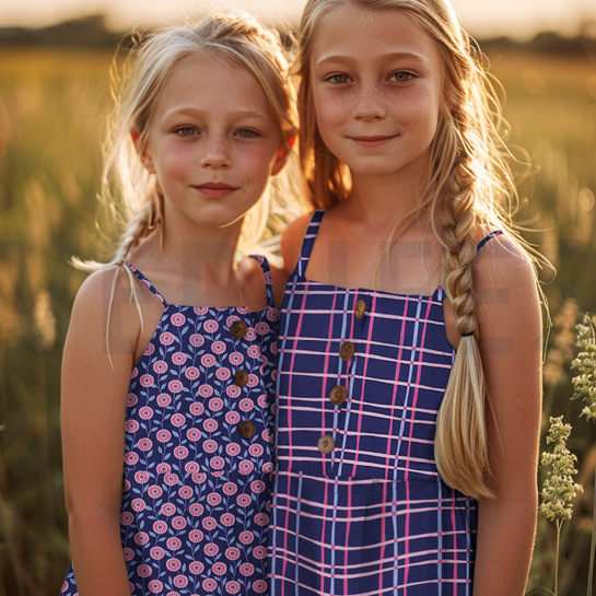 KATOENEN POPLIN BLOEMEN & RUITEN GEBROKEN WIT #7