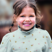 DOUBLE GAZE DE COTON BRODERIE FEUILLES SABLE CLAIR (thumbnail) #7