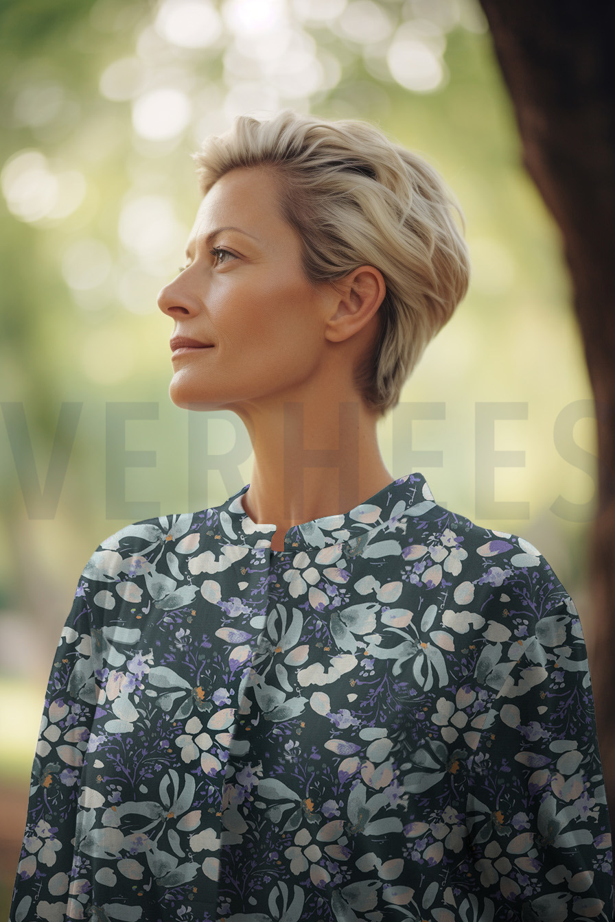VISCOSE POPELINE STRETCH DIGITAL FLEURS PÉTROLE #7