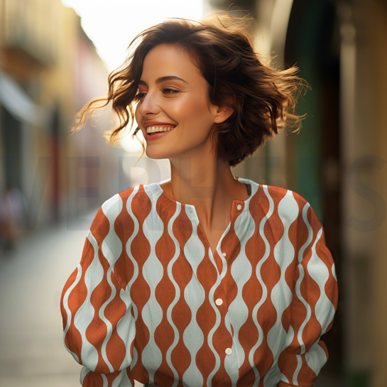 LENZING™ ECOVERO™ ABSTRACT MARINEBLAU/MAUVE #7