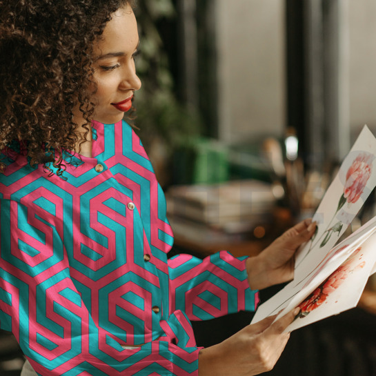 MAGNOLIA STRETCH GEOMETRISCH KOBALTBLAU #7