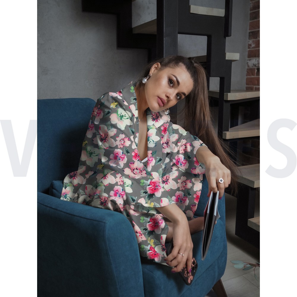 VISCOSE RADIANCE DIGITAL FLEURS NOIR #7