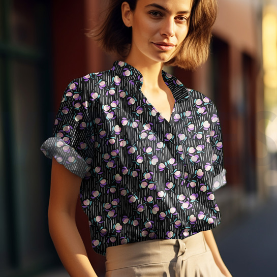 VISKOSE RADIANCE FOLIE BLUMEN KOBALTBLAU #7