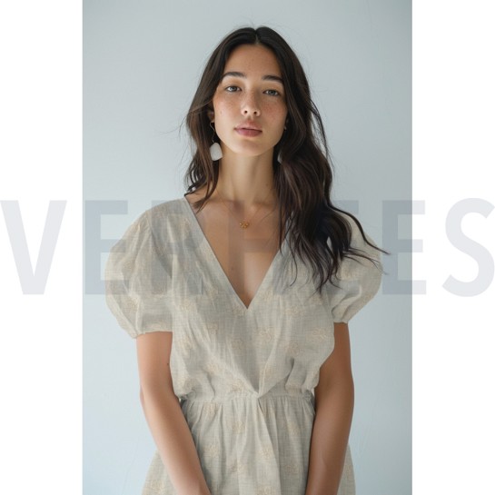 DOUBLE GAUZE EMBROIDERY FLOWERS WHITE #7