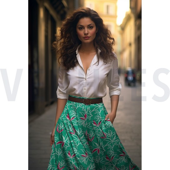 MAGNOLIA STRETCH FLEURS VERT #7