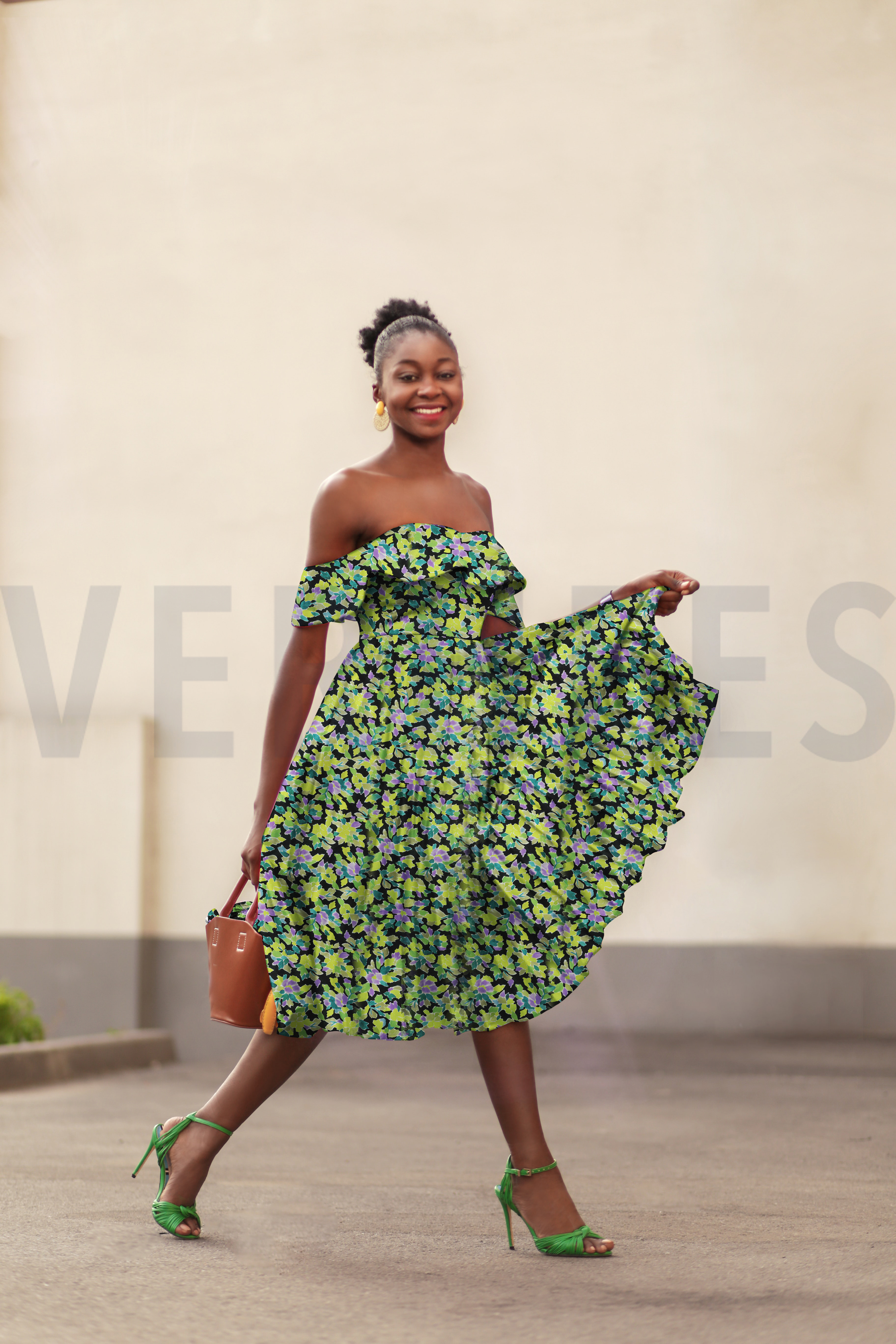 VISCOSE RADIANCE DIGITAAL BLOEMEN GROEN #7