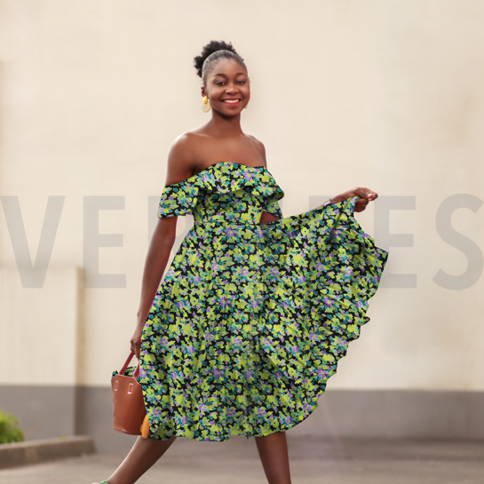 VISCOSE RADIANCE DIGITAAL BLOEMEN GROEN #7