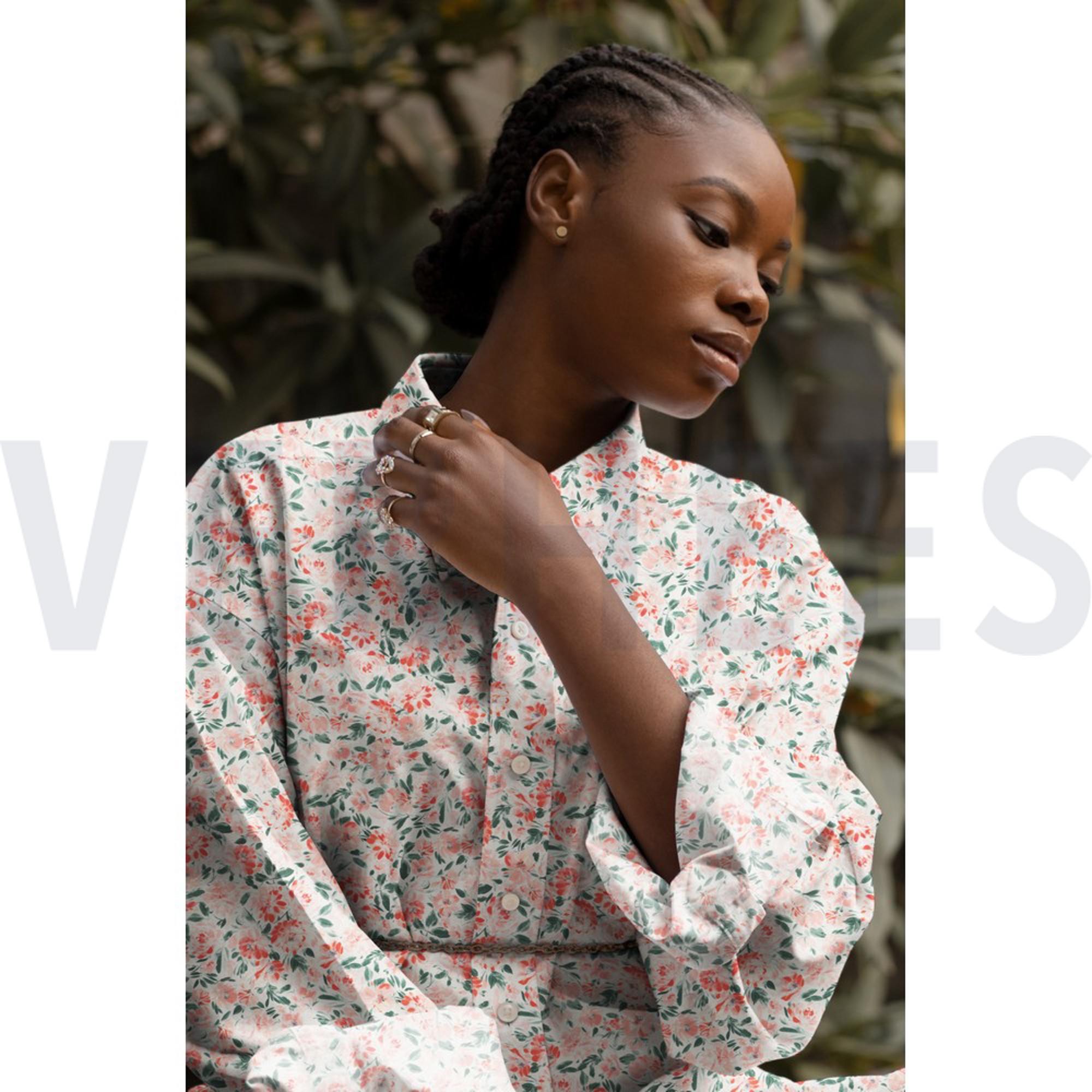 VISCOSE RADIANCE DIGITAL FLEURS ÉCRU/CORAIL (high resolution) #7