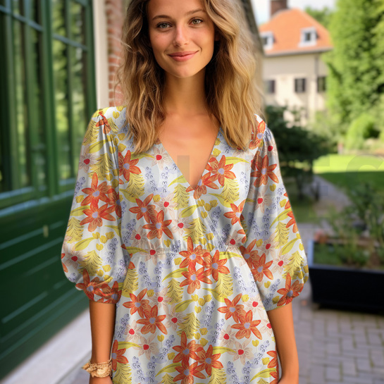 VISCOSE RADIANCE DIGITAL FLOWERS OFFWHITE #7