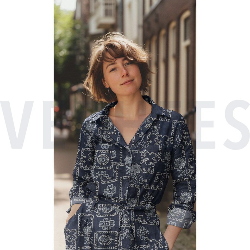 DENIM BRODERIE FLEURS PAILLETTES BLEU FONCÉ #7