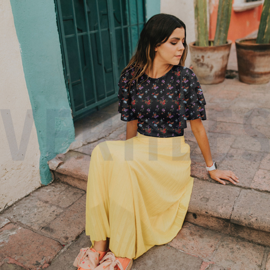 VISCOSE RADIANCE DIGITAL FLEURS NOIR #7