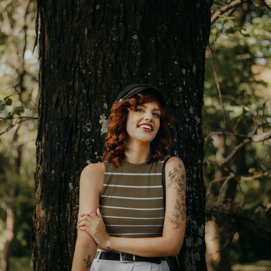 RIPPEN GARNGEFÄRBT STREIFEN ARMYGRÜN / MINT #7