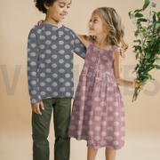 DOUBLE GAZE DE COTON JACQUARD SMILEYS BLEU MARINE/ÉCRU (thumbnail) #7