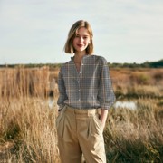 BAUMWOLLE GARNGEFÄRBT ANGERAUT KAROS ECRU (thumbnail) #7