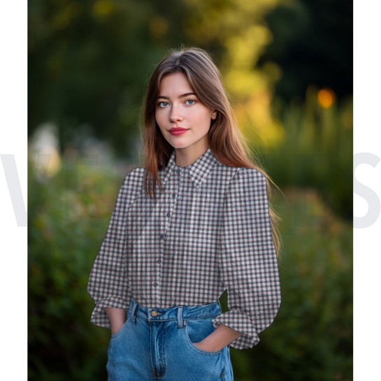 BAUMWOLLE GARNGEFÄRBT KAROS TEAL #7