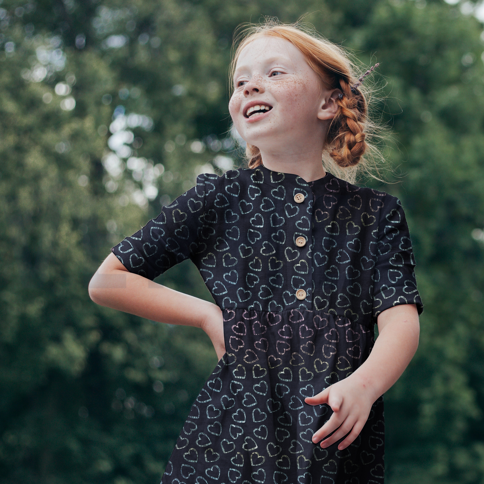 DOUBLE GAUZE FOIL HEARTS SOFT ROSE (high resolution) #7