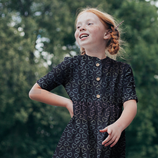 DOUBLE GAUZE FOIL HEARTS SOFT ROSE #7