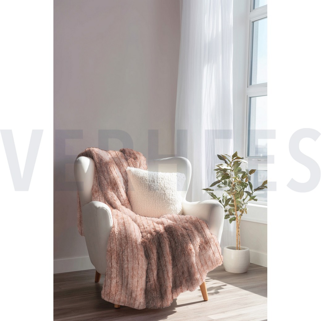 FAUX FUR STRIPES OLD ROSE #7