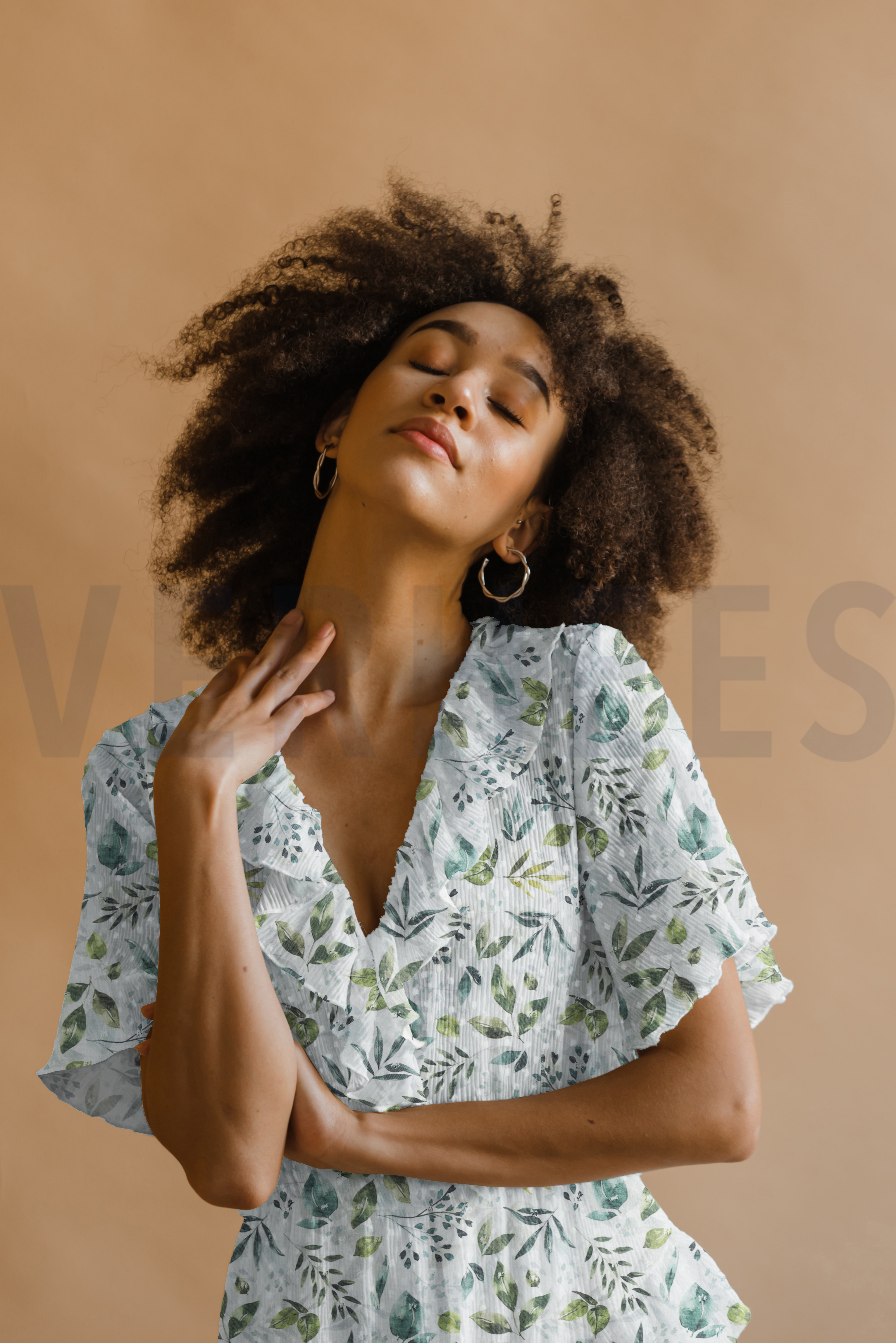 VISCOSE DOBBY DIGITAL FEUILLES BLANC #7