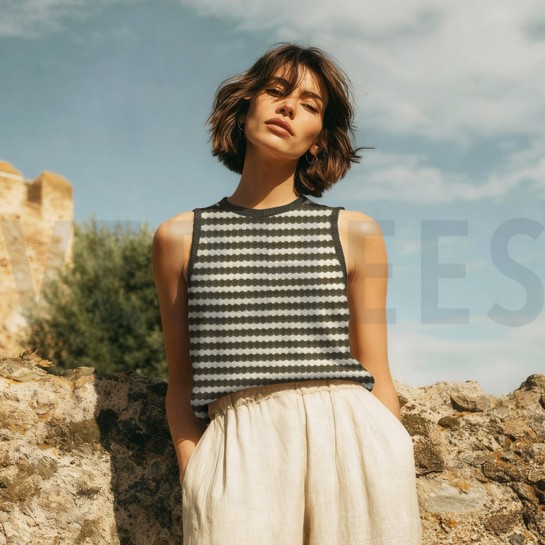 STRICK JACQUARD STREIFEN BRAUN #7