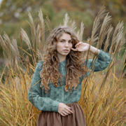 COTTON VOILE EMBROIDERY FLOWERS OLD GREEN (thumbnail) #7