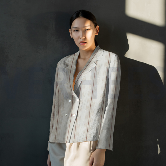 LEINEN VISKOSE STREIFEN BRAUN #7