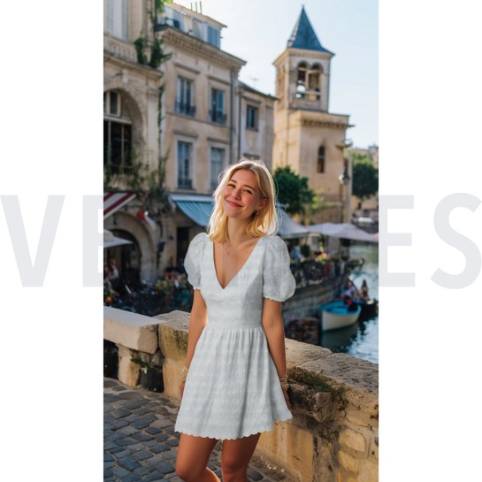 KATOEN EMBROIDERY TWEE-ZIJDIGE GOLFRAND WIT #7