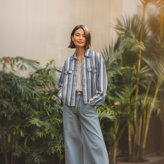 DENIM GARNGEFÄRBT STREIFEN KAMEL #7