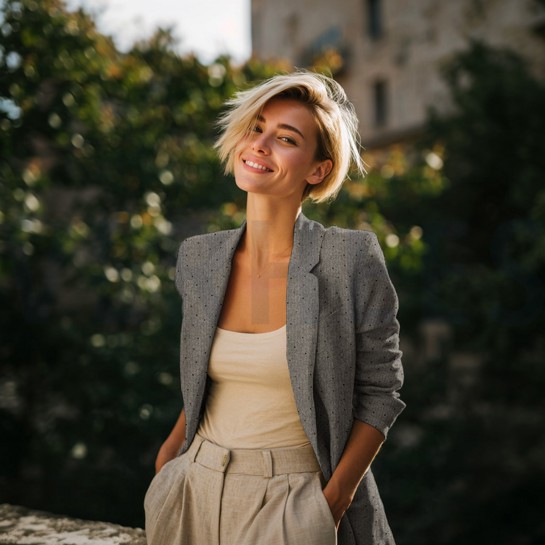 GEBORSTELD PIED DE POULE STUDS TAUPE #7