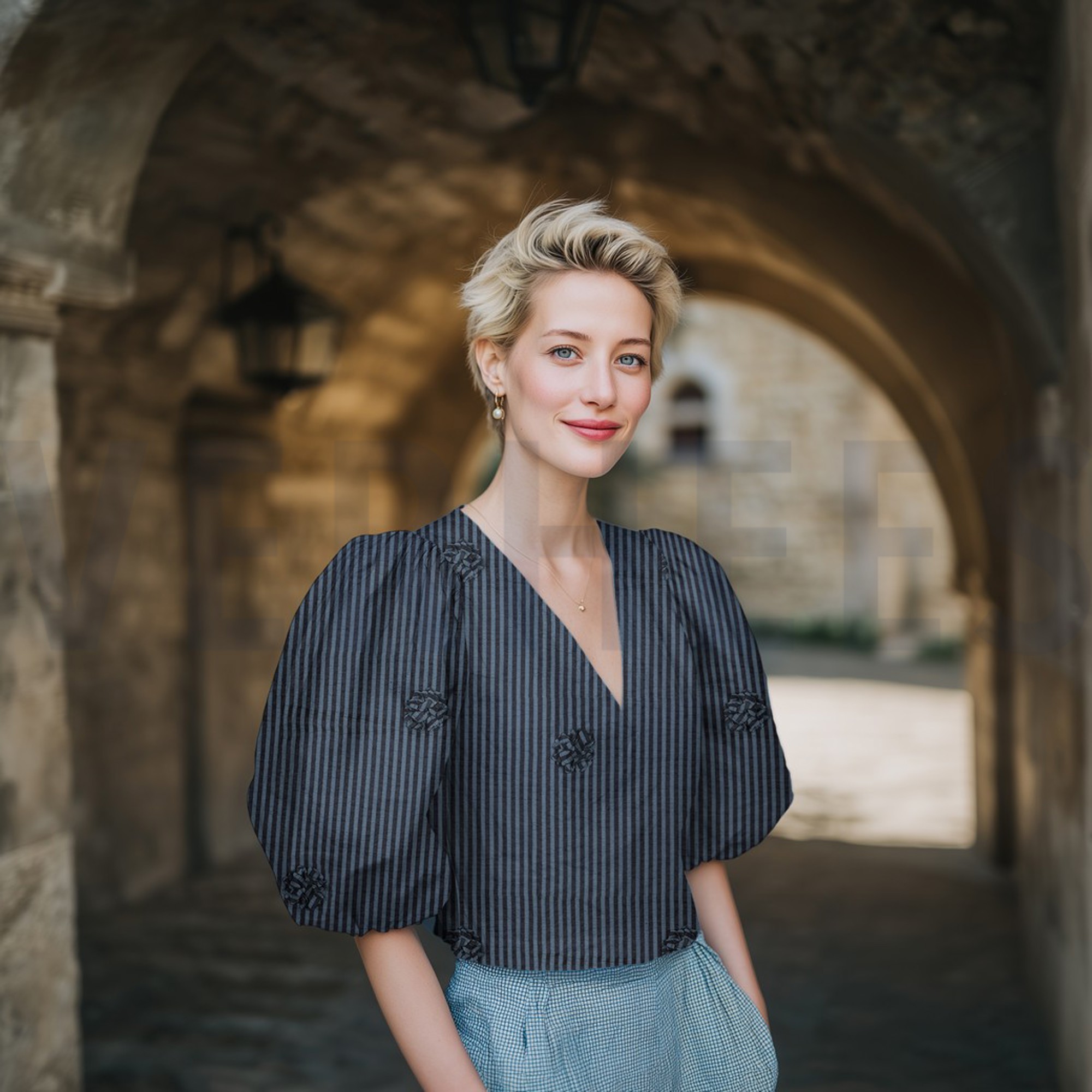 VISCOSE YARN DYED STRIPES FLOWERS NAVY (high resolution) #7