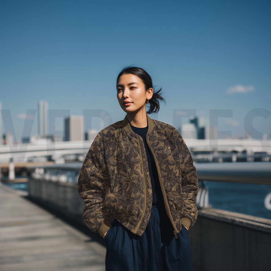 DENIM SAMT JACQUARD BLÄTTER BRAUN #7