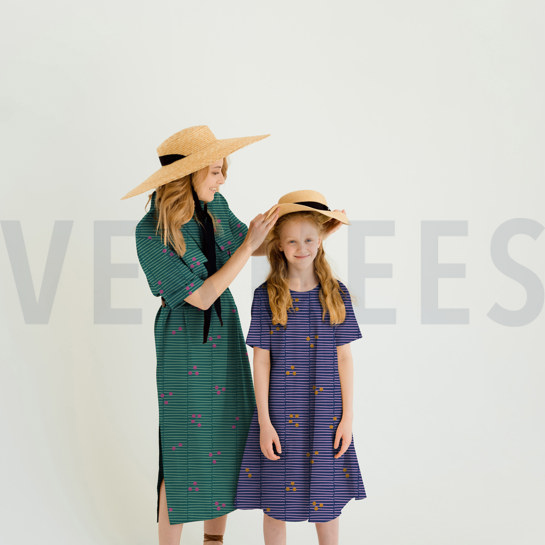 POPELINE DE COTON RAYURES CASSÉES VERT #7