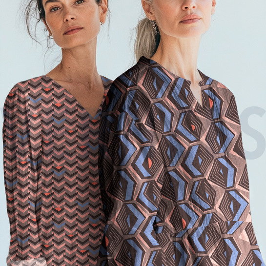 KATOEN SATIJN GEOMETRISCH DONKERGROEN #7