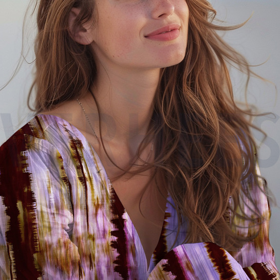 KATOEN SATIJN DIGITAAL ABSTRACT LAVENDEL #7