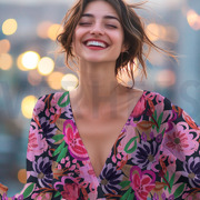 KATOEN SATIJN DIGITAAL BLOEMEN LICHTROZE (thumbnail) #7