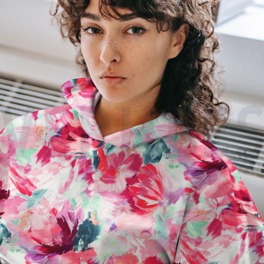 FRENCH TERRY DIGITAAL BLOEMEN FUCHSIA #7