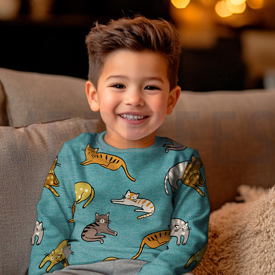 JERSEY MELANGE KATZEN RAUCHBLAU #7