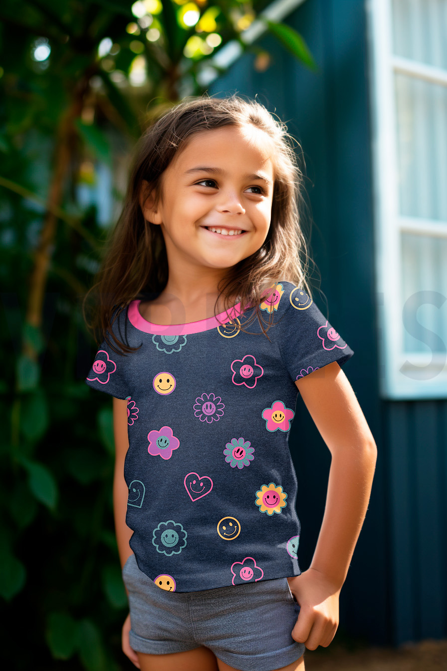 JERSEY MELANGE GLITTER HAPPY FACES ECRU #7