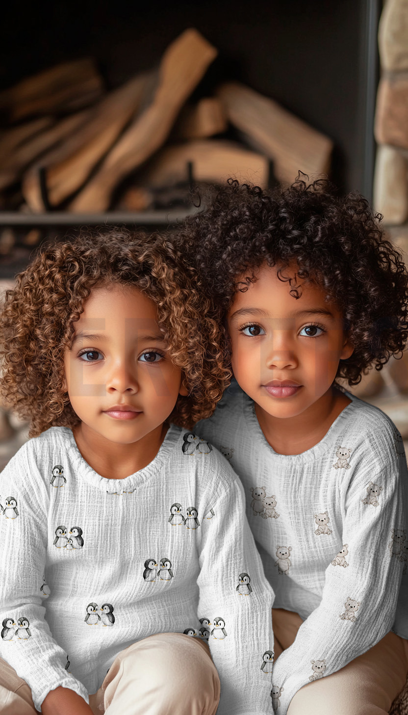 DOUBLE GAZE DE COTON GOTS DIGITAL ANIMAUX BLANC #7