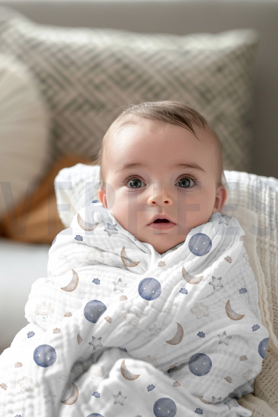 DOUBLE GAZE DE COTON GOTS DIGITAL  LUNE BLANC #7