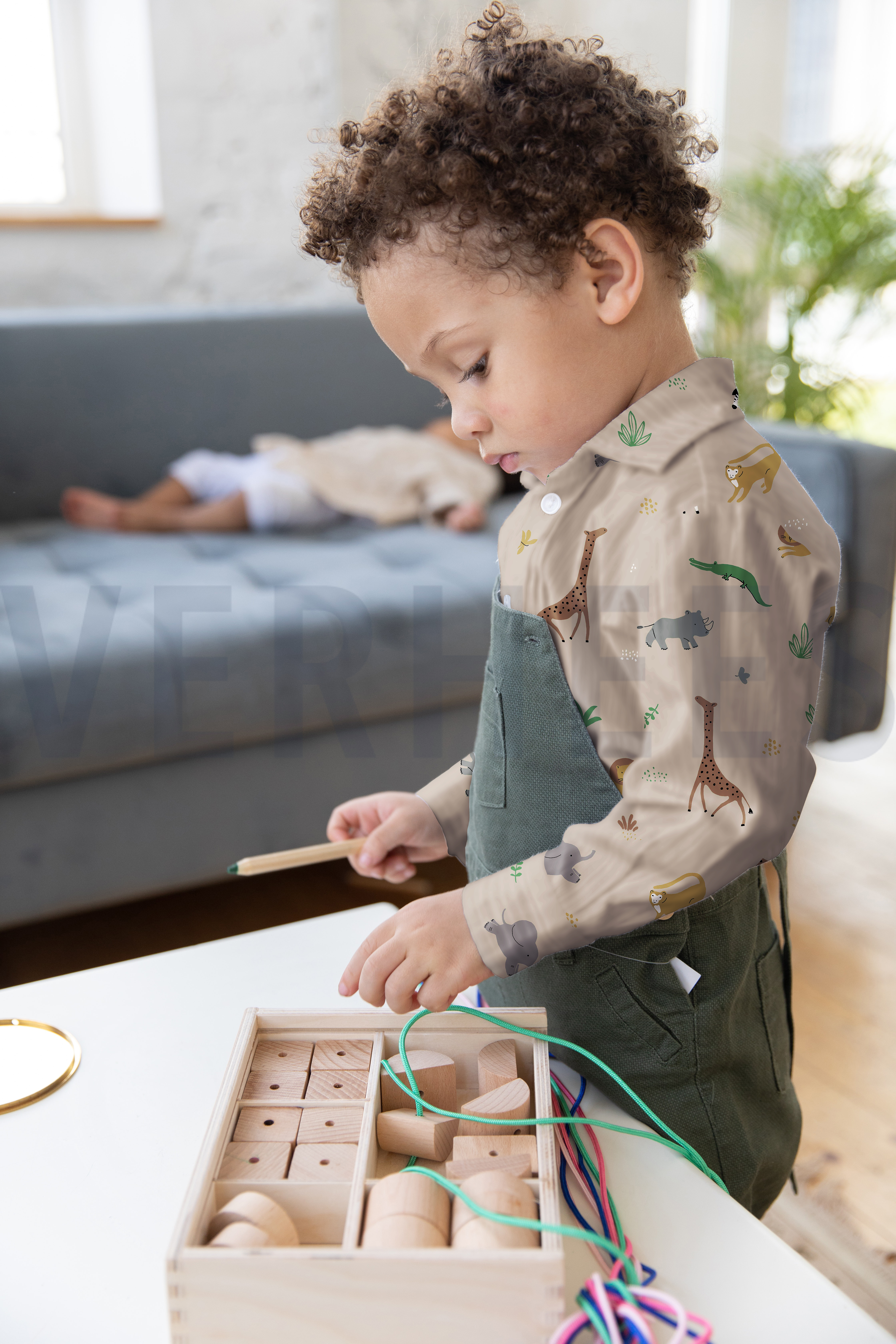 KATOENEN POPLIN GOTS DIEREN BEIGE #7