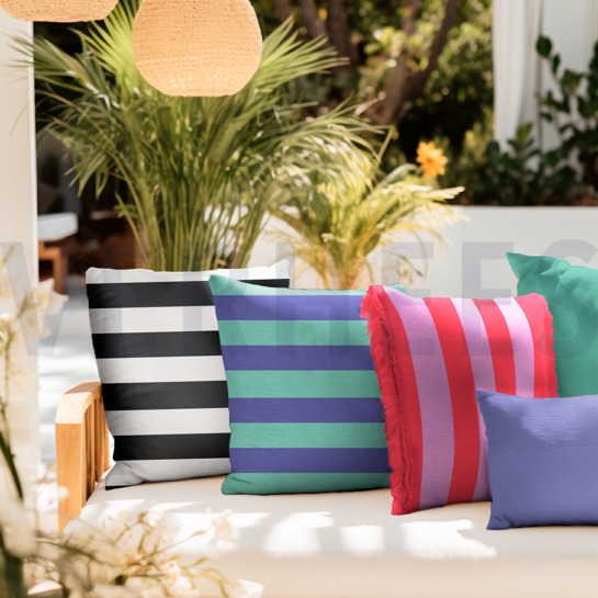 CANVAS STREIFEN FUCHSIA/MARINEBLAU #7